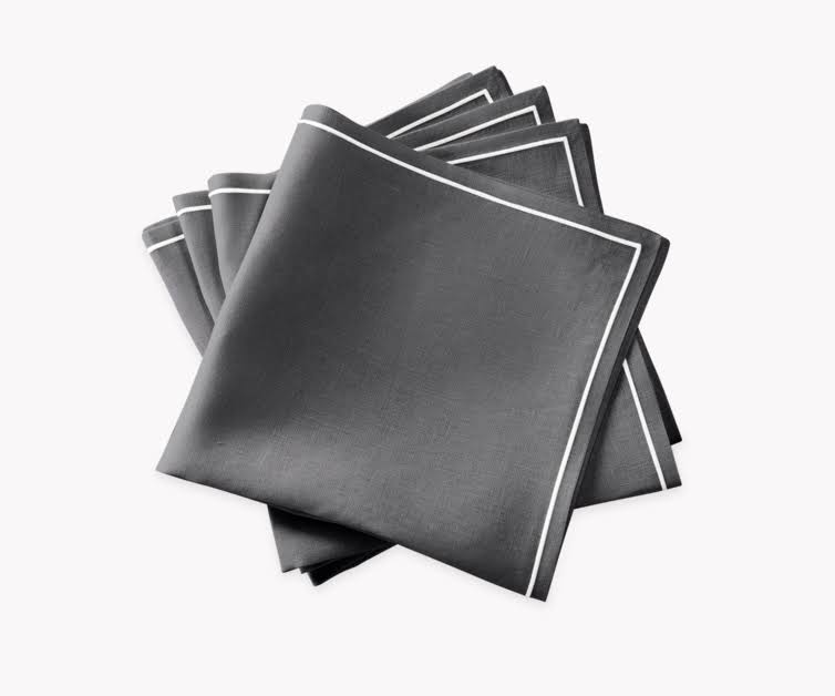Satin Stitch Napkins, Set of 4, Grey L9492