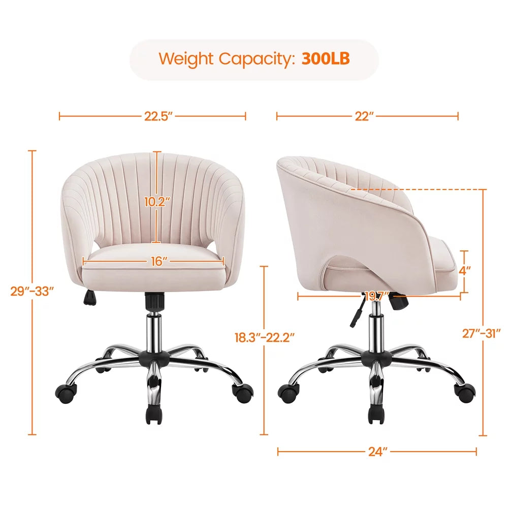 Cream Velvet Tufted Office Chair Z7202