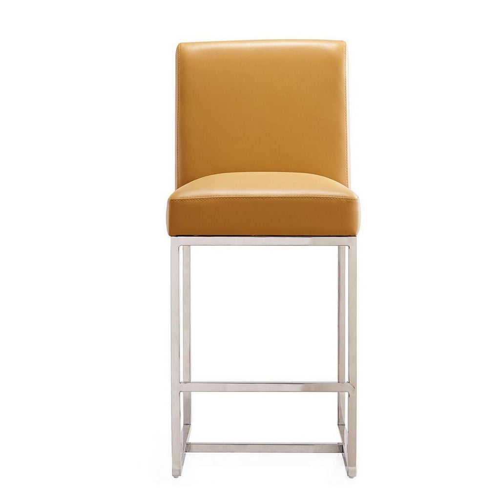 Camel Polished Chrome Stainless Steel Counter Height Bar Stool Set of 2 Z4704