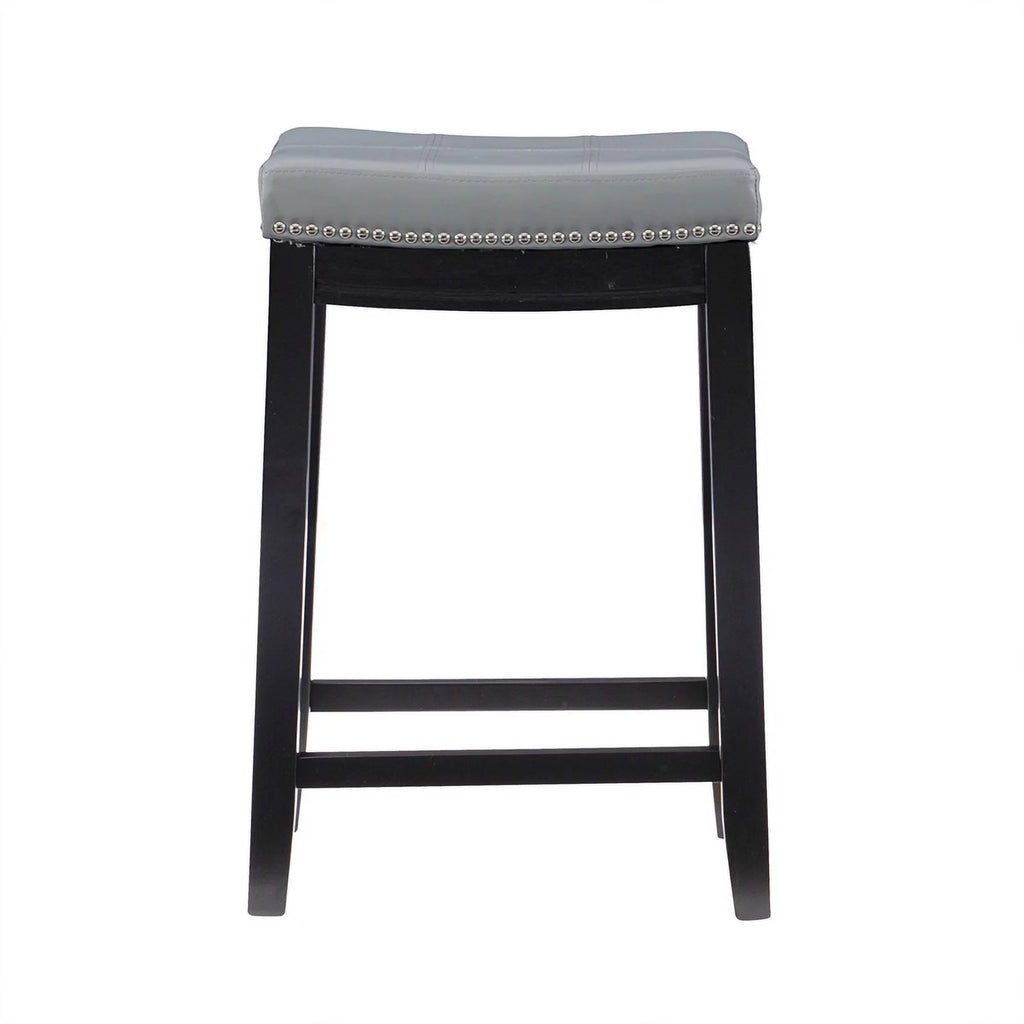 Gray Faux Leather Wood Backless Counter Stool N780697