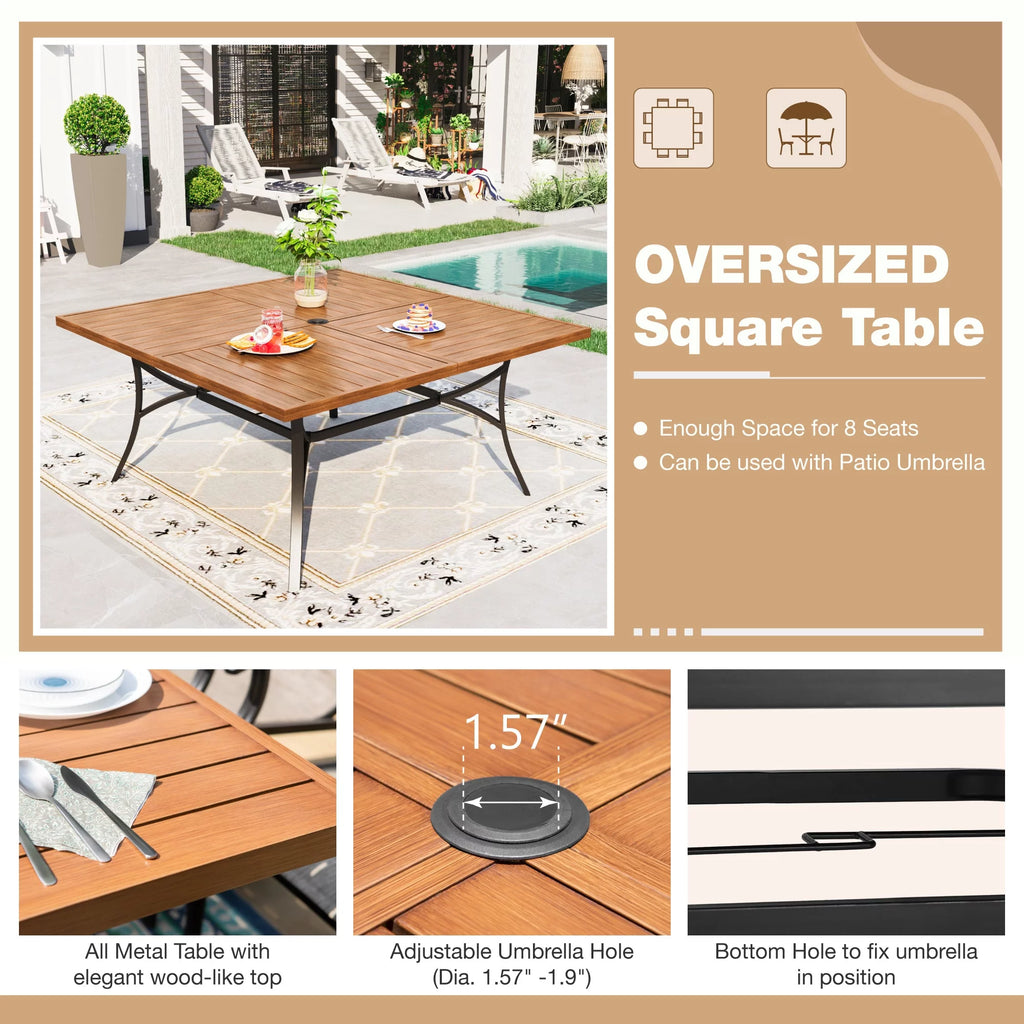 9-piece Outdoor Patio Dining Set with Metal Table and Wicker Rattan Chairs A62639