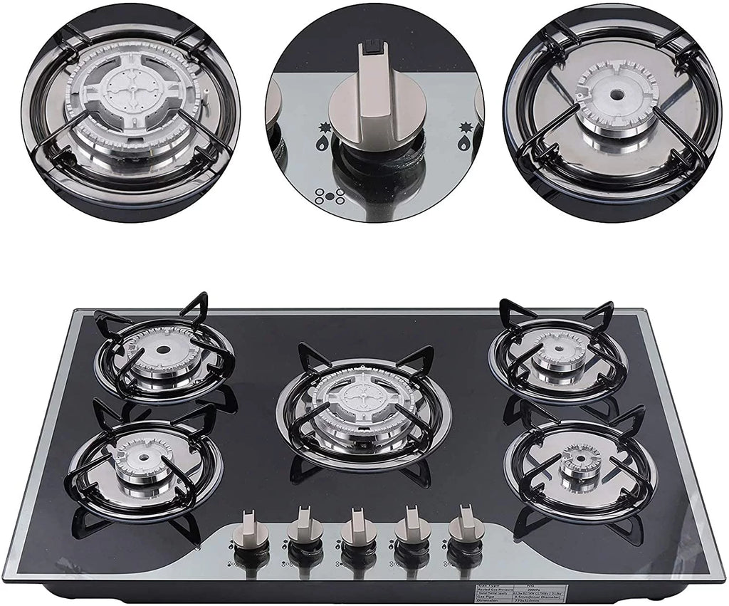 Gas Cooktops 5 Burner Tempered Glass K979