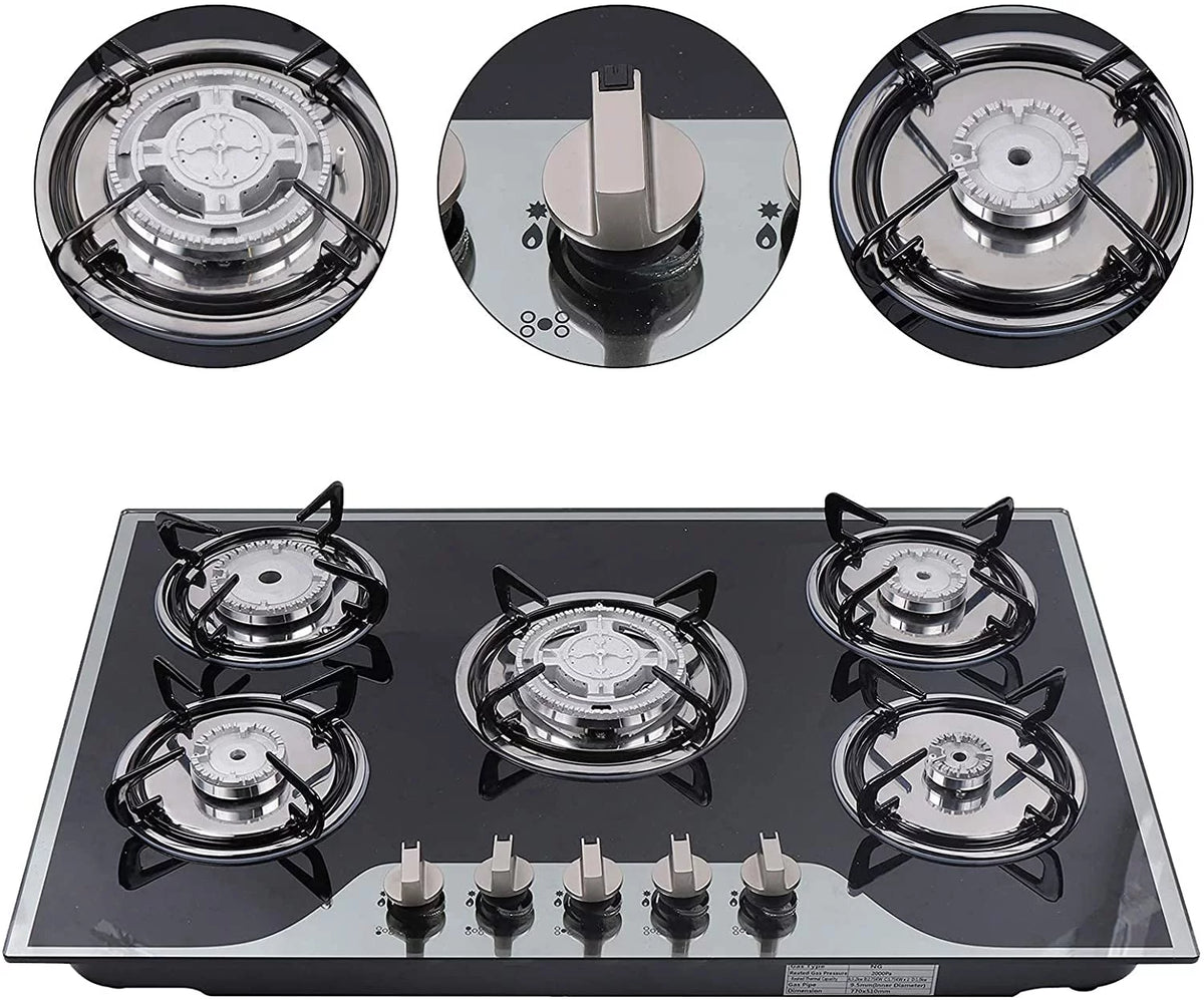Gas Cooktops 5 Burner Tempered Glass K979