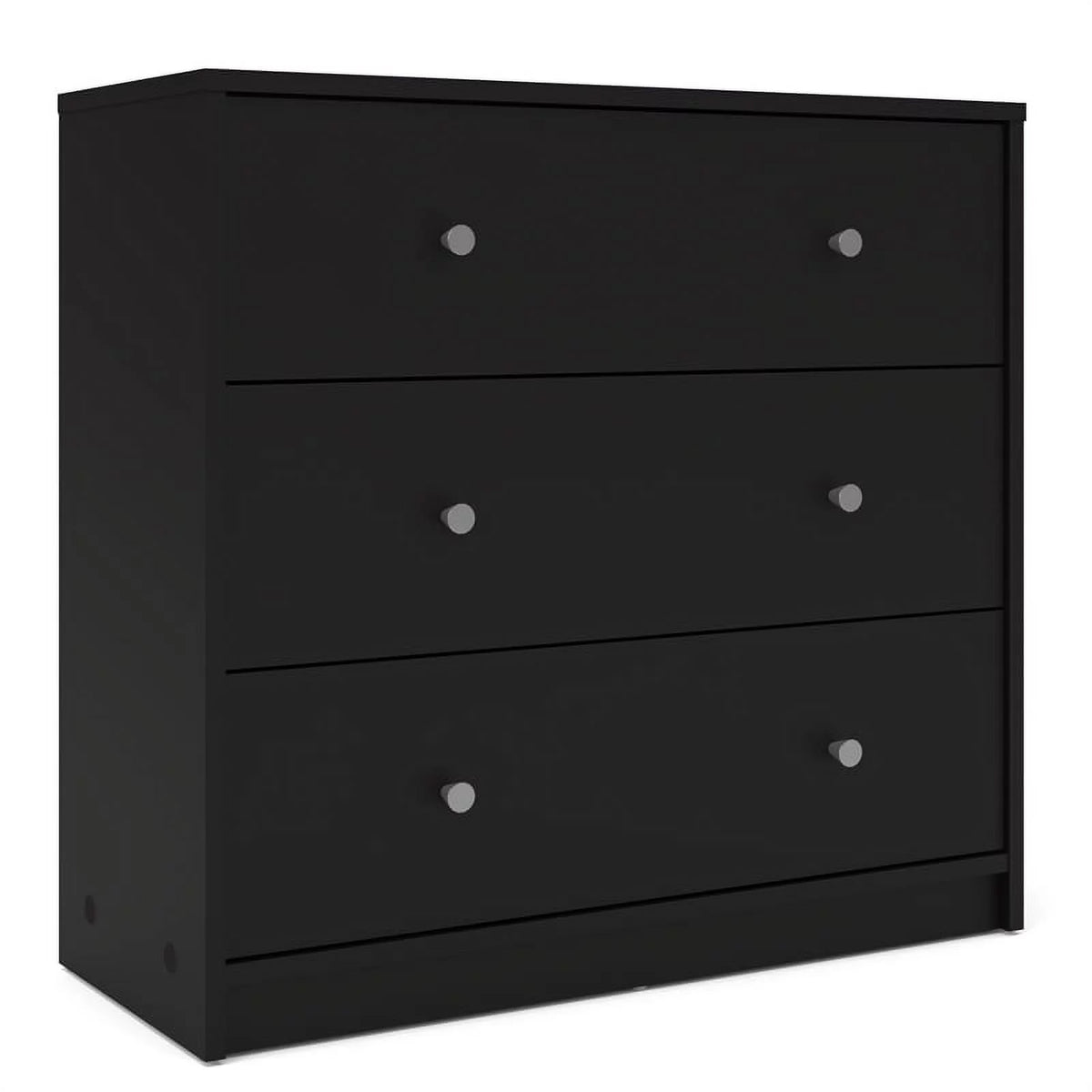 Black 3 Drawer Chest and 6 Drawer Double Dresser Set I2526