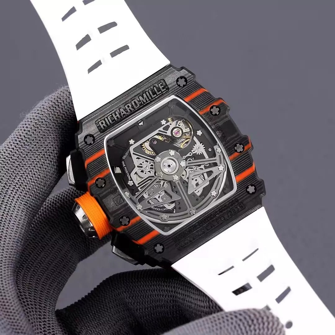 Black Orange Skeleton Dial Watch Y83638