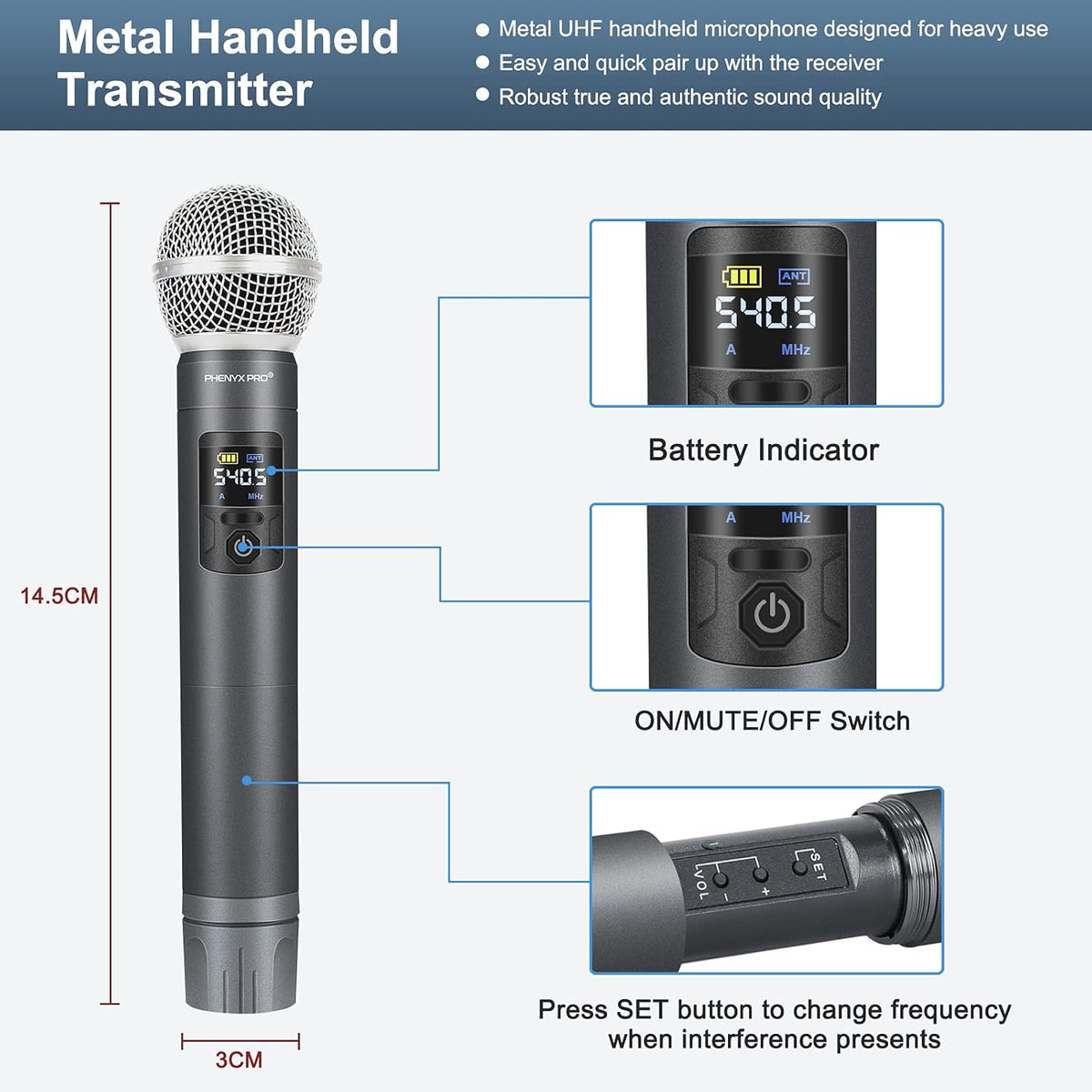 UHF Wireless Microphone System with Case T5833