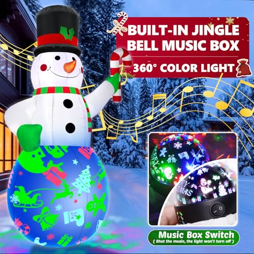 7Ft Christmas Inflatable Snowman with Music Box and Rotating LED Lights Z85469