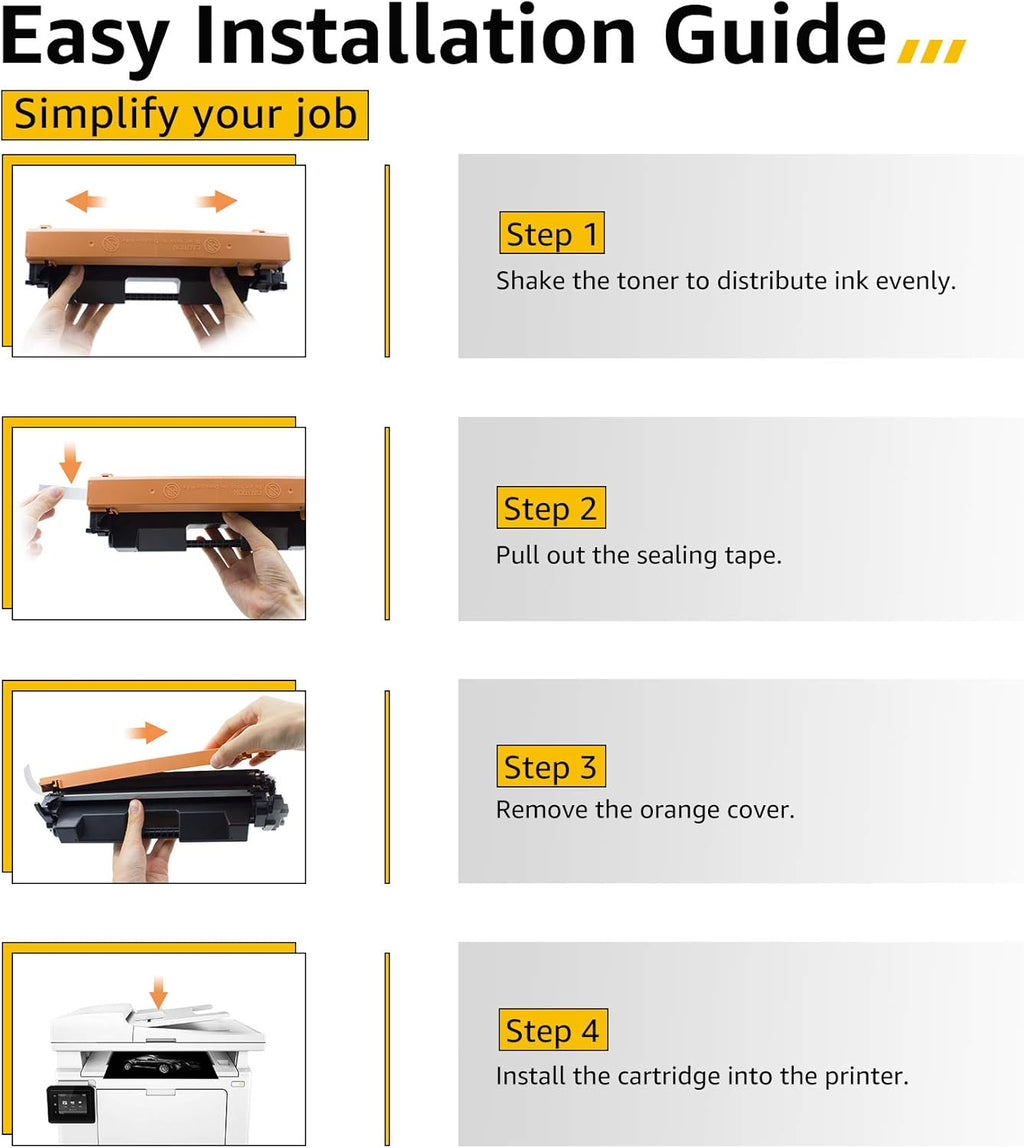 4 Pack Black Toner Cartridge for HP 17A CF217A Printer O934465