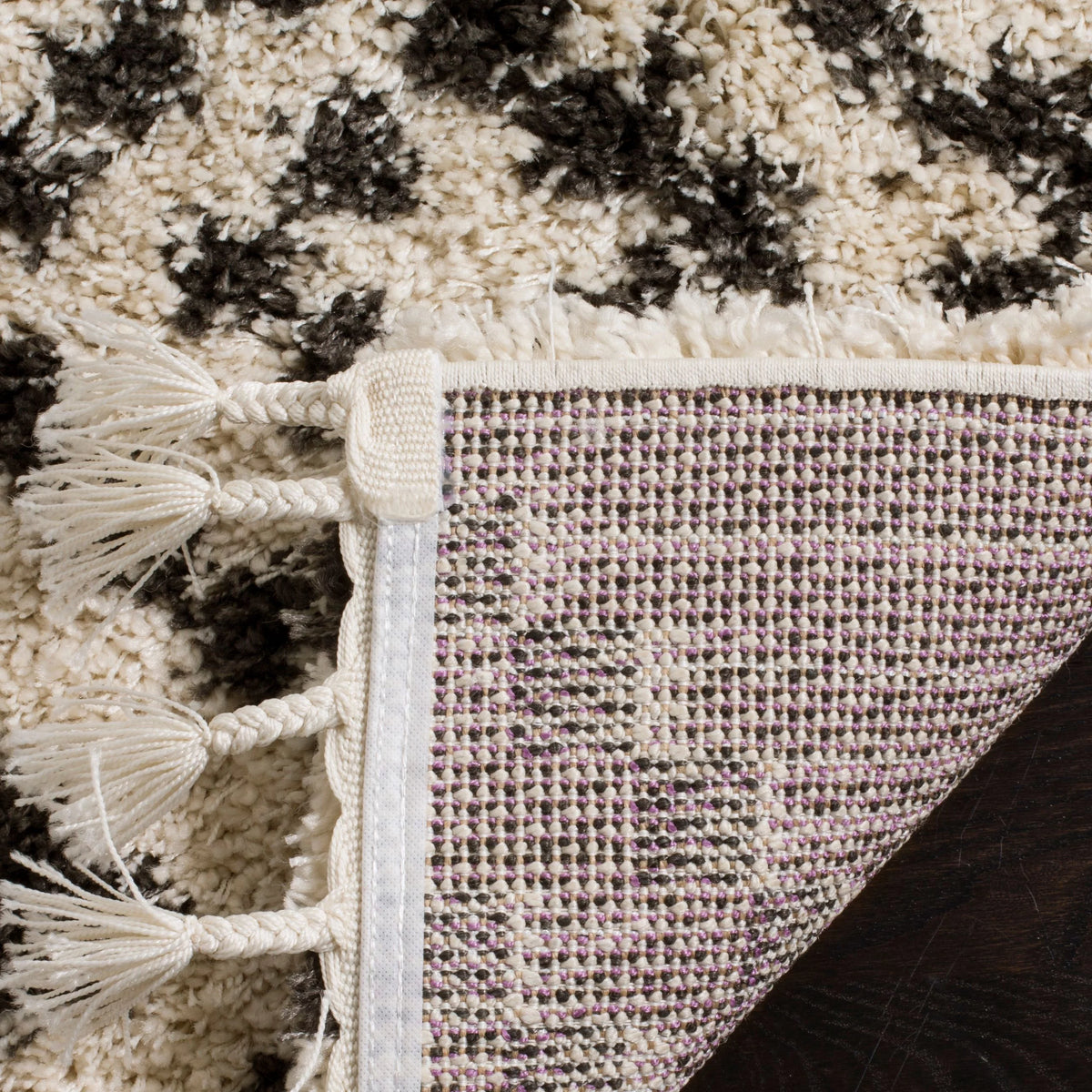 Moroccan Fringe Geometric Shag Area Rug or Runner E8384