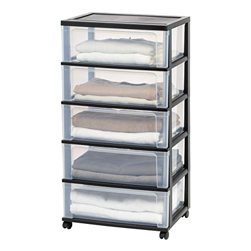 Black Plastic 5 Drawer Rolling Storage Organizer T8466
