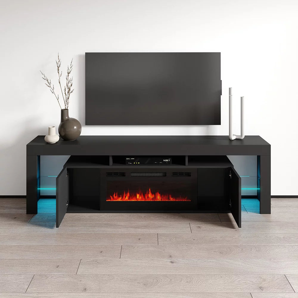 High Gloss Fireplace TV Stand with Storage Cabinets I583