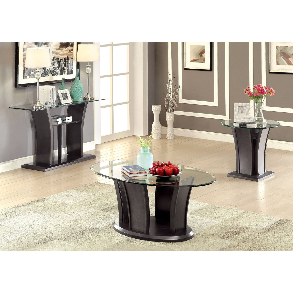 Grey Solid Wood Sofa Table M720