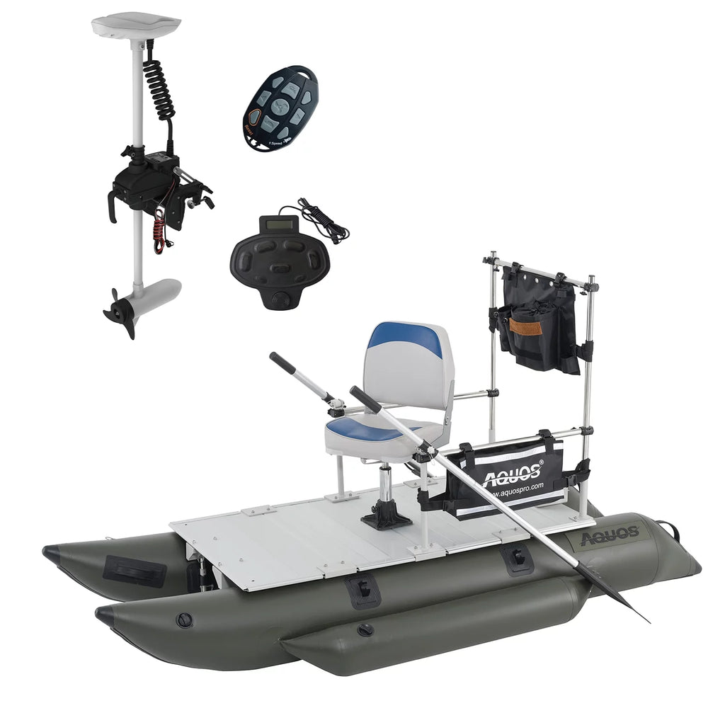 8.8ft Inflatable Pontoon Boat with 12V 55LBS Trolling Motor L555