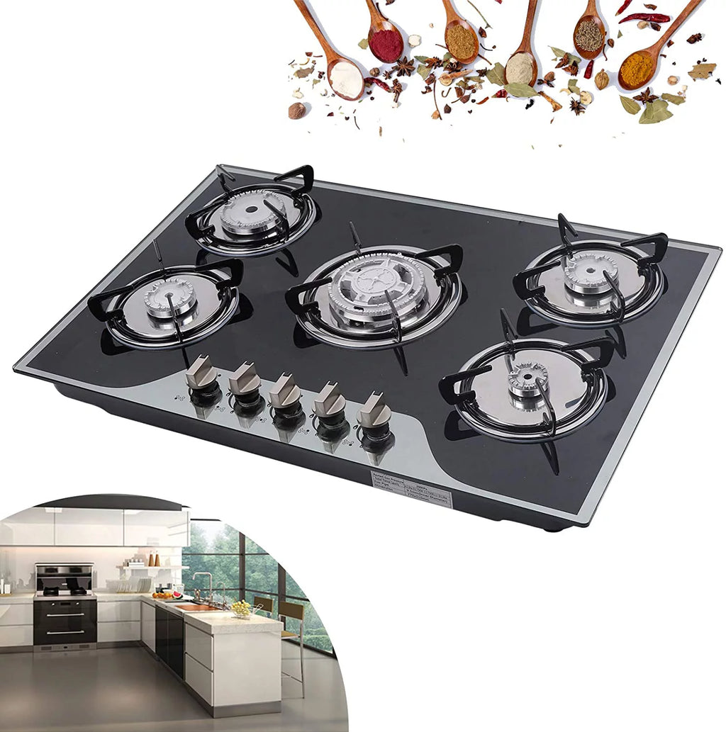 Gas Cooktops 5 Burner Tempered Glass K979