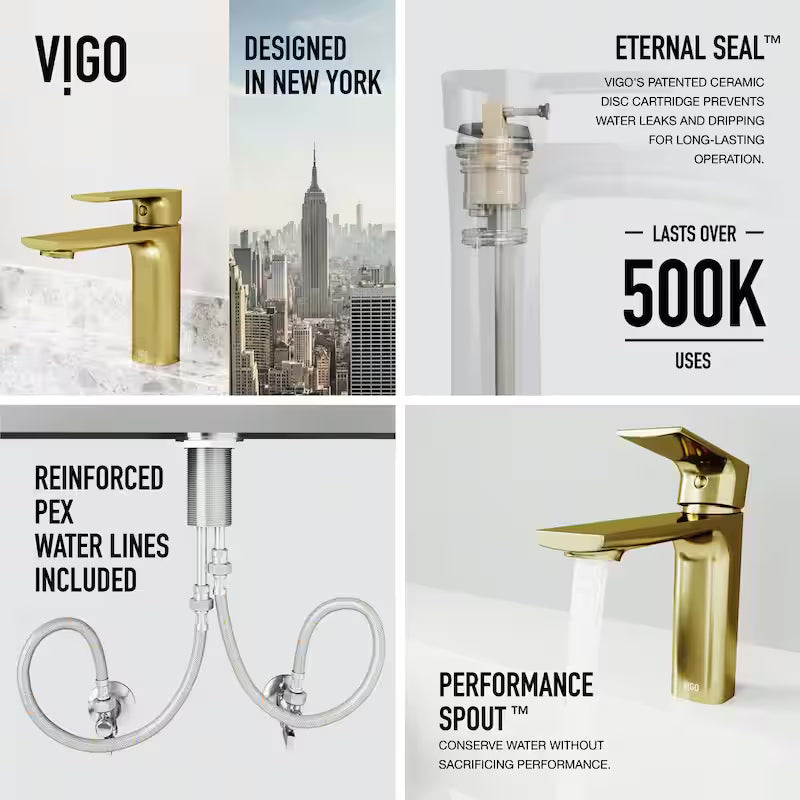 Single Handle Single-Hole Bathroom Faucet Matte Brushed Gold G276910