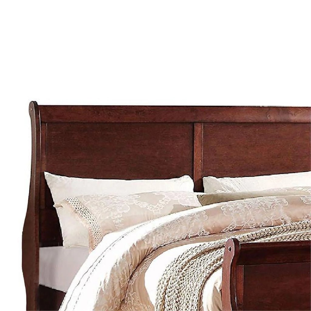 Brown Wood Queen Sleigh Bed V670