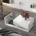 White Black 2-Layer Coffee Table with Removable Tray Q44030