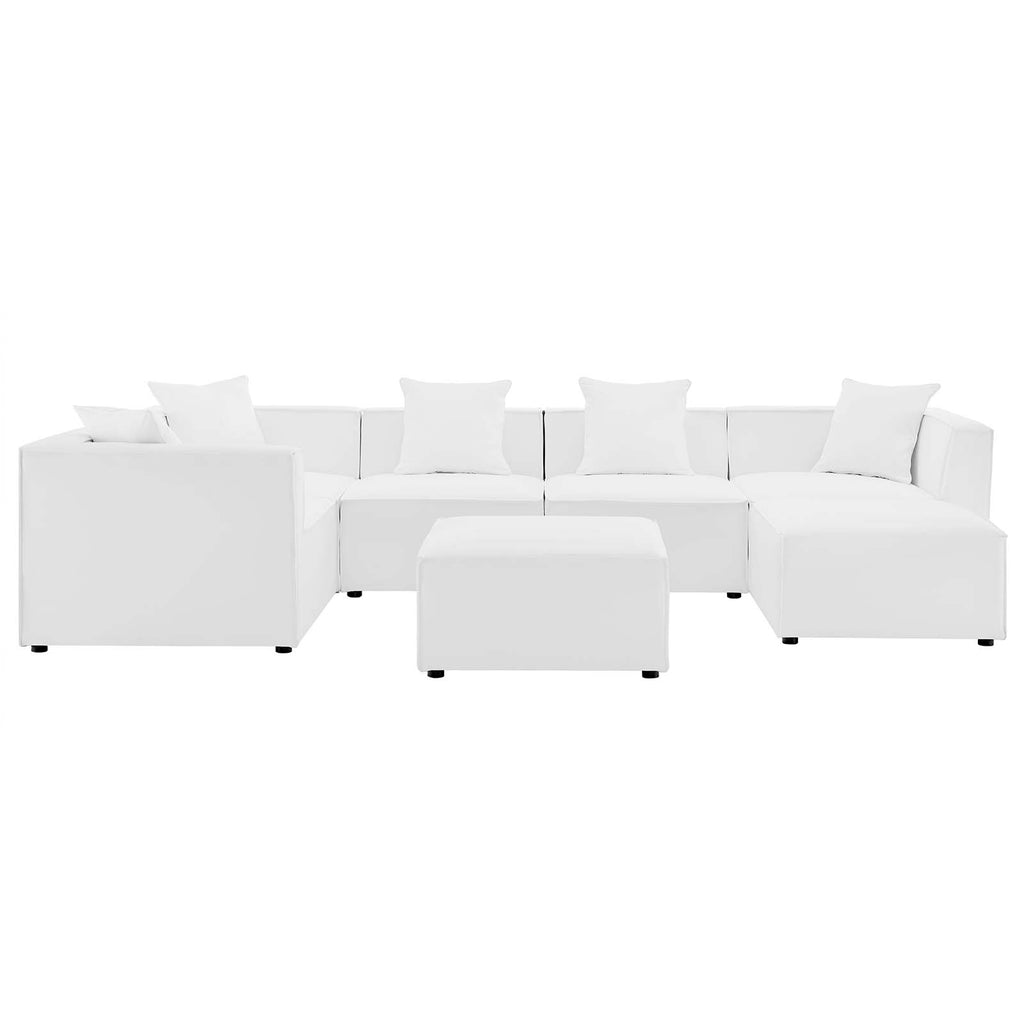 7-Piece White Upholstered Sectional Sofa P1932