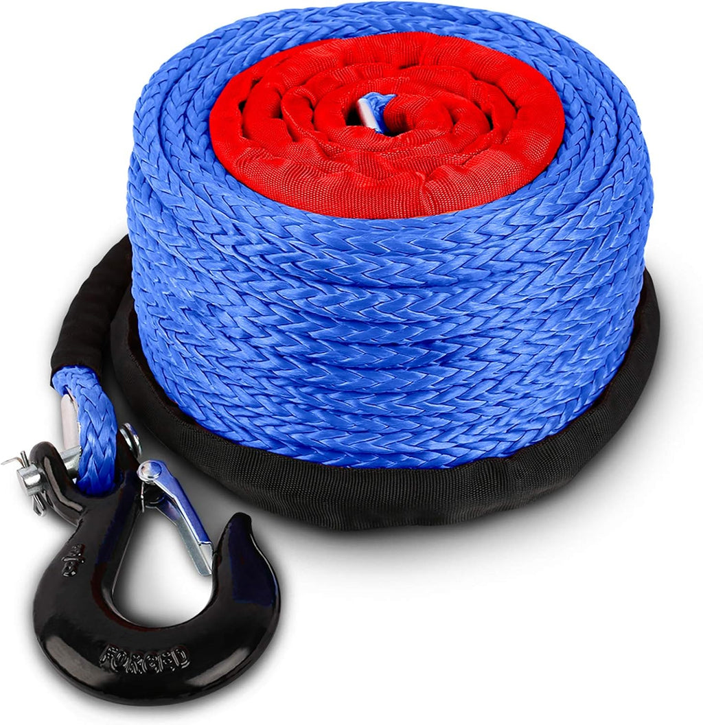 Synthetic Winch Rope with Hook and Sleeve Protection, Orange O223962