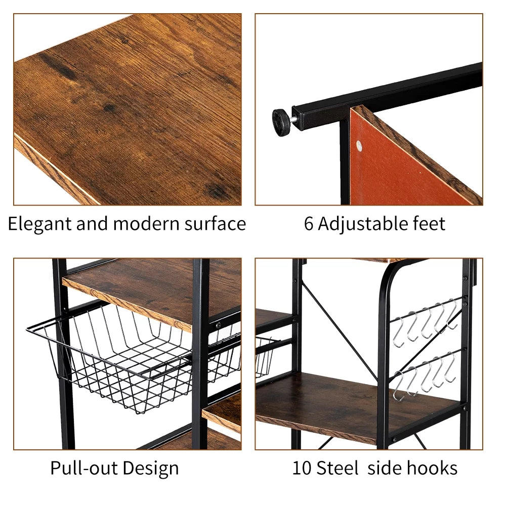 5-Tier Kitchen Bakers Rack with Storage Shelves P48816