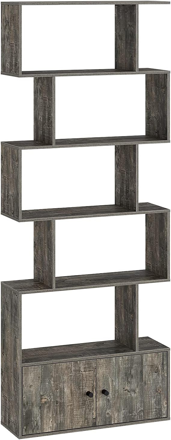 6-Tier Rustic Wooden Bookshelf with Cabinet Z819