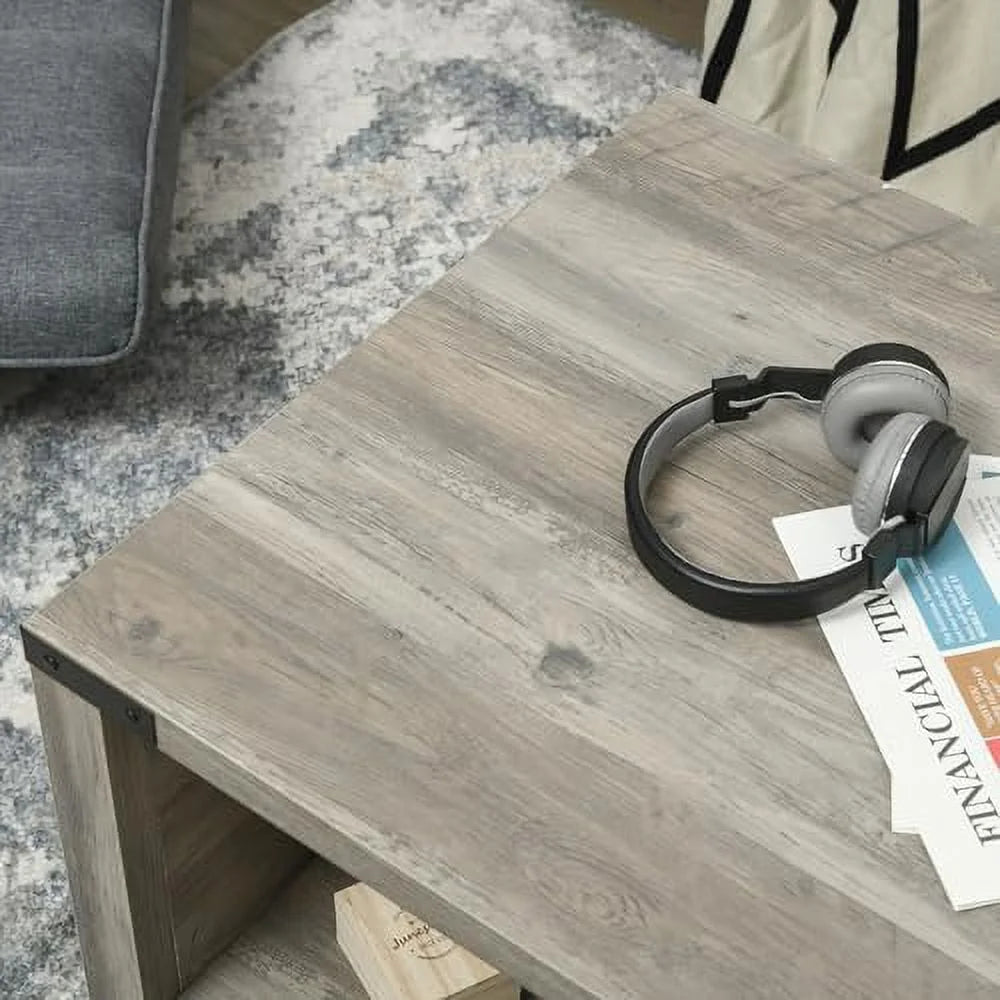 White Farmhouse Coffee Table with Drawer and Open Shelf K797119