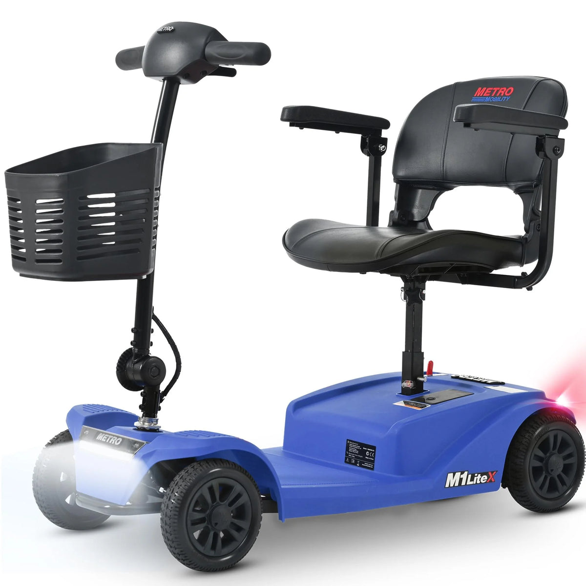 Heavy Duty 4-Wheel Mobility Scooter with Front & Rear Light, Black Y5489