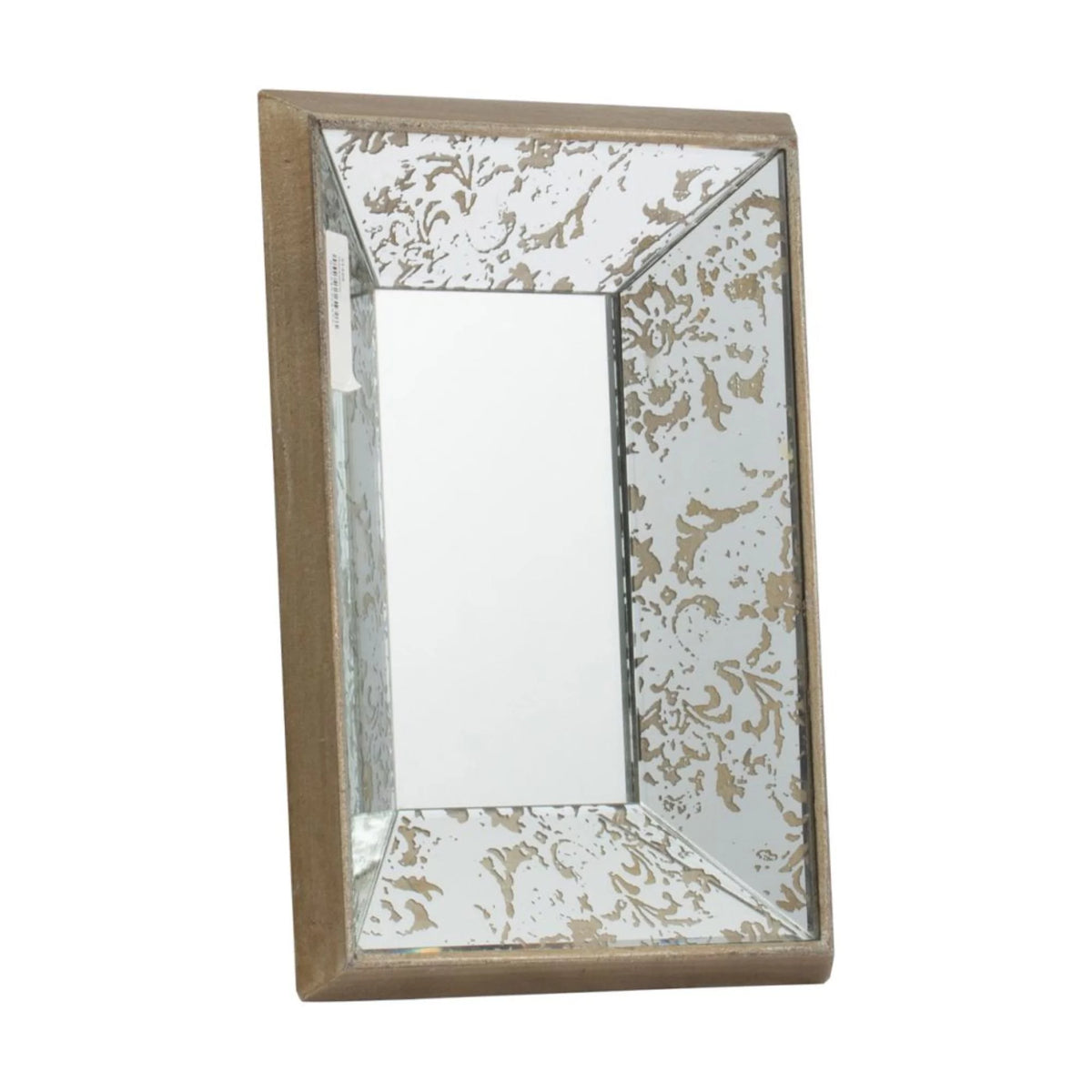 12" Brown and Silver Wooden Framed Rectangular Hanging Mirror J69353