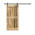 24 in. x 84 in. Weather Oak Stained Solid Pine Wood Interior Sliding Barn Door with Hardware Kit T20907