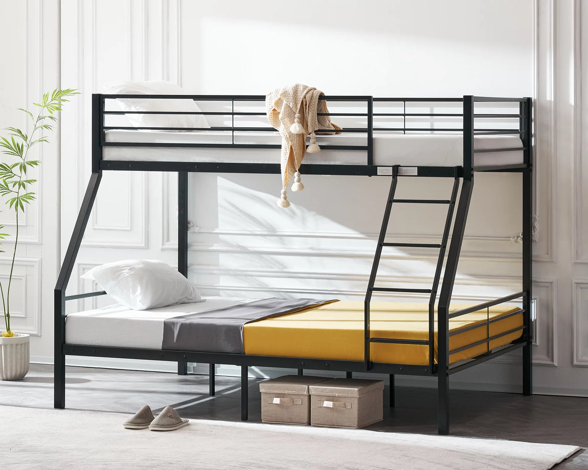 Twin over Full Metal Bunk Bed with Ladder and Guardrail K34389