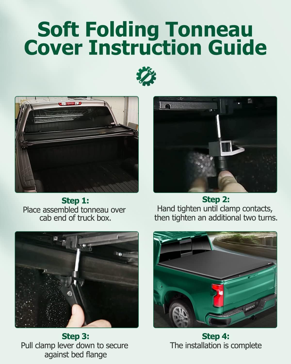 Truck Bed Cover Kit Soft Tri-Fold Tonneau Cover D318