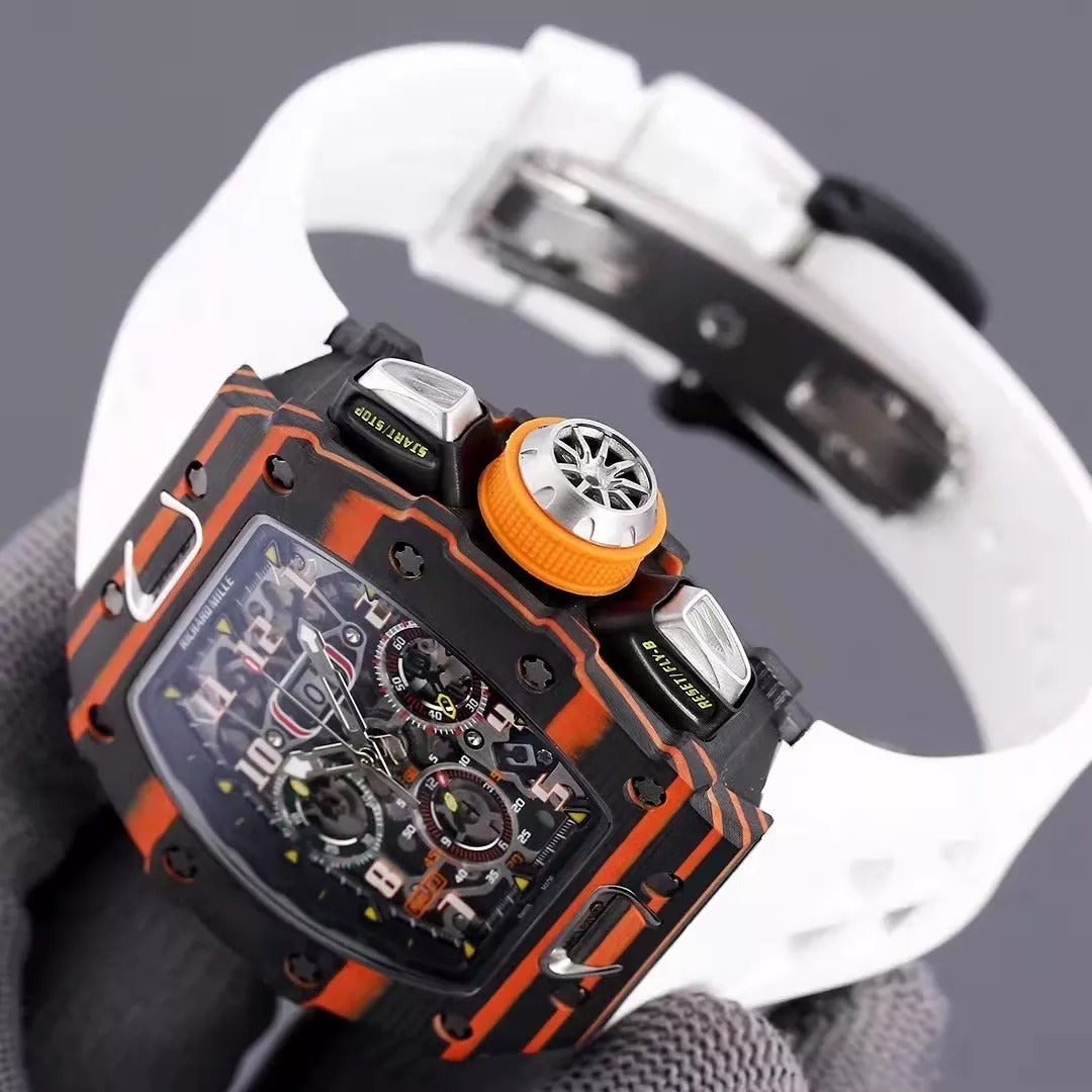 Black Orange Skeleton Dial Watch Y83638