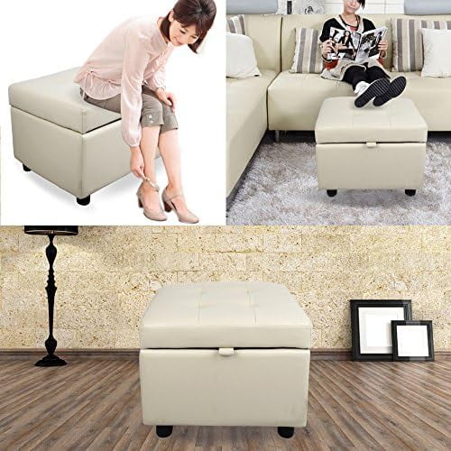 Black Tufted Leather Flip Top Ottoman X452406