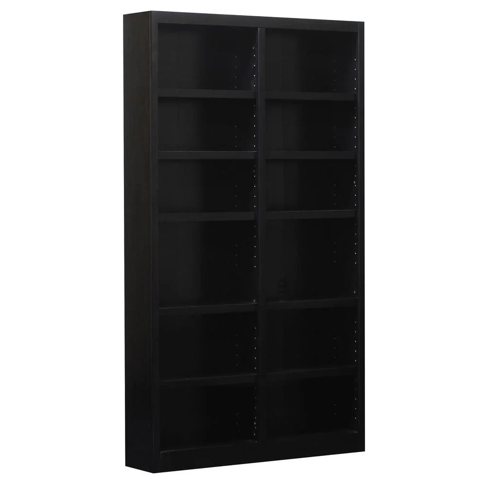 12-Shelf Double Wide Wood Bookcase in Espresso K994