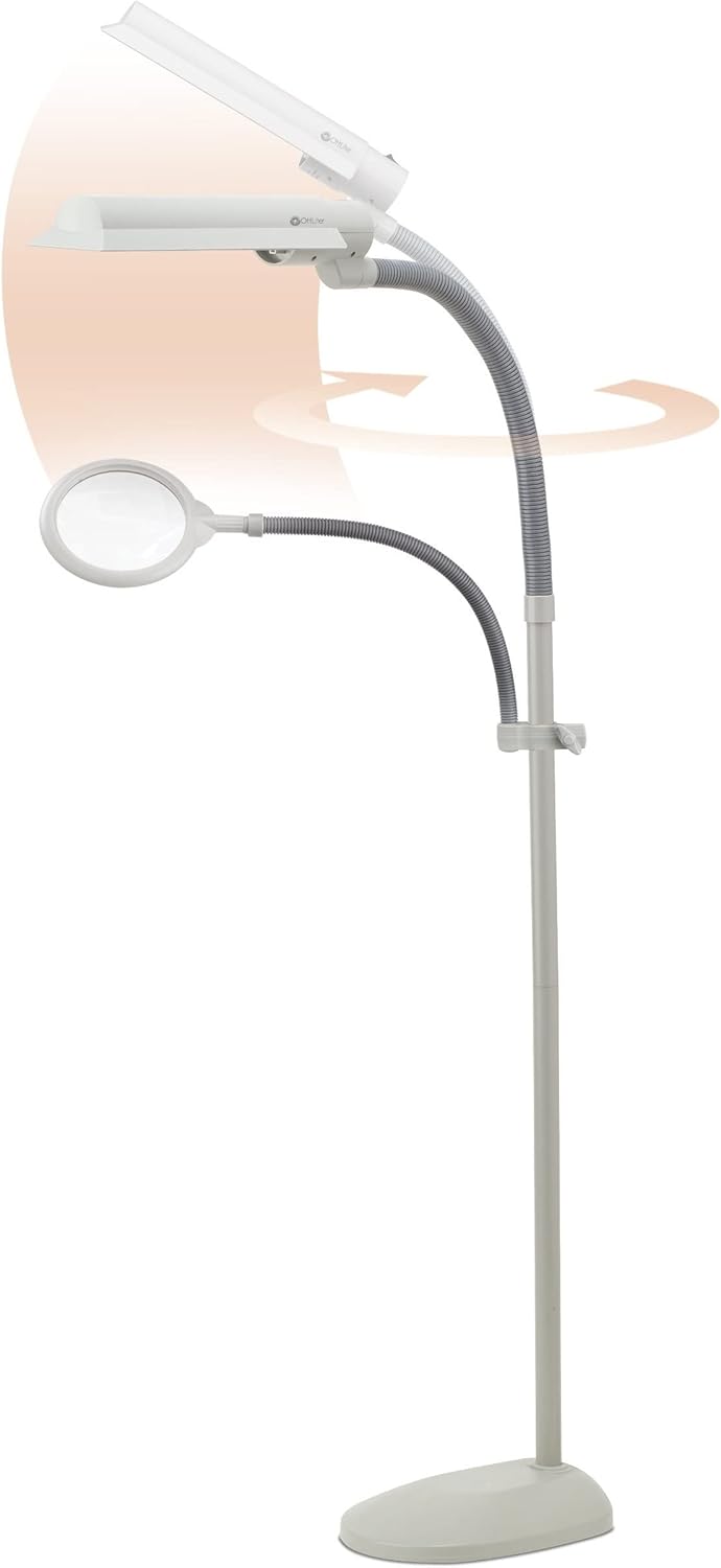 18W Floor Lamp with Magnifier Attachment Arm E716