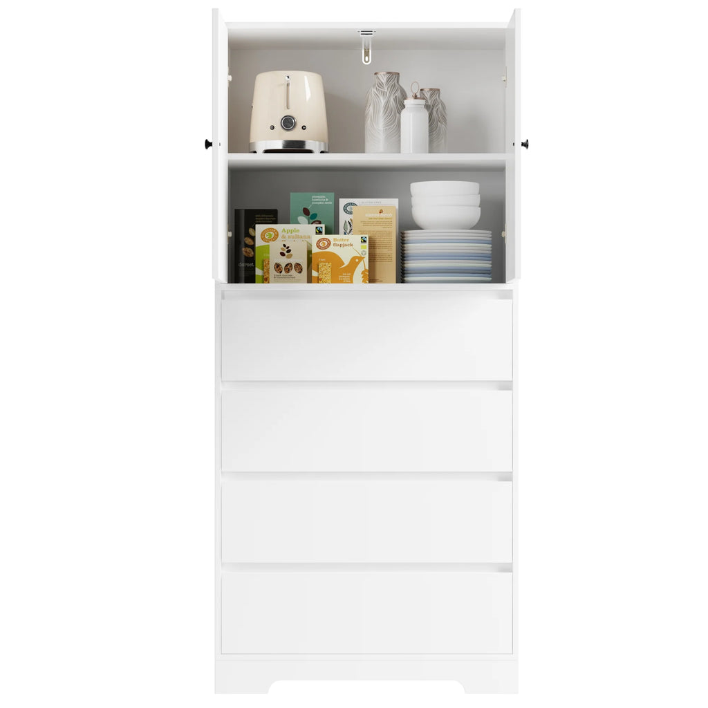 White 4 Drawer Wood Freestanding Storage Cabinet X89862