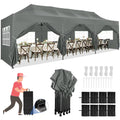 10'x30' Heavy Duty Pop Up Canopy Tent with 8 Removable Sidewalls, Grey A2098