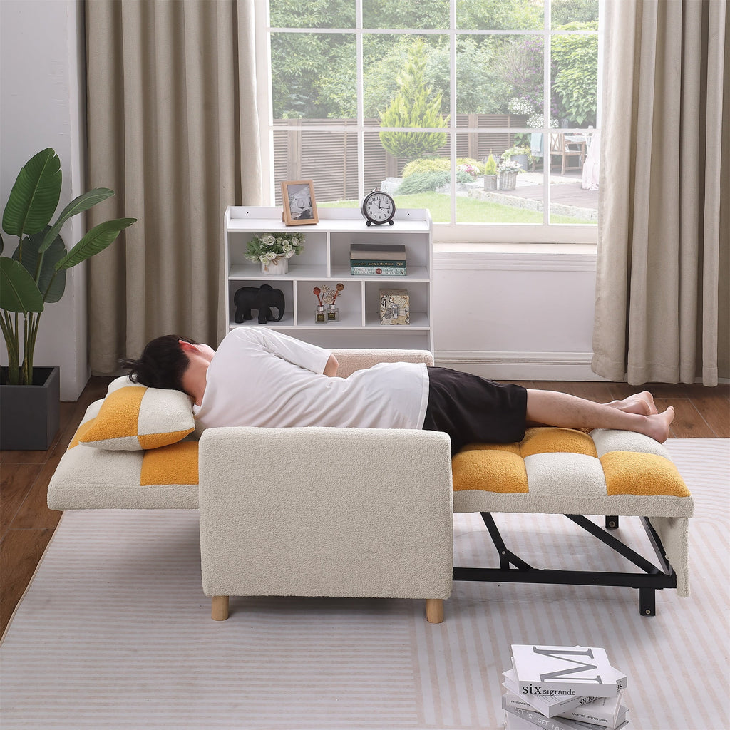 3-in-1 Convertible Sleeper Chair Bed Yellow P2897