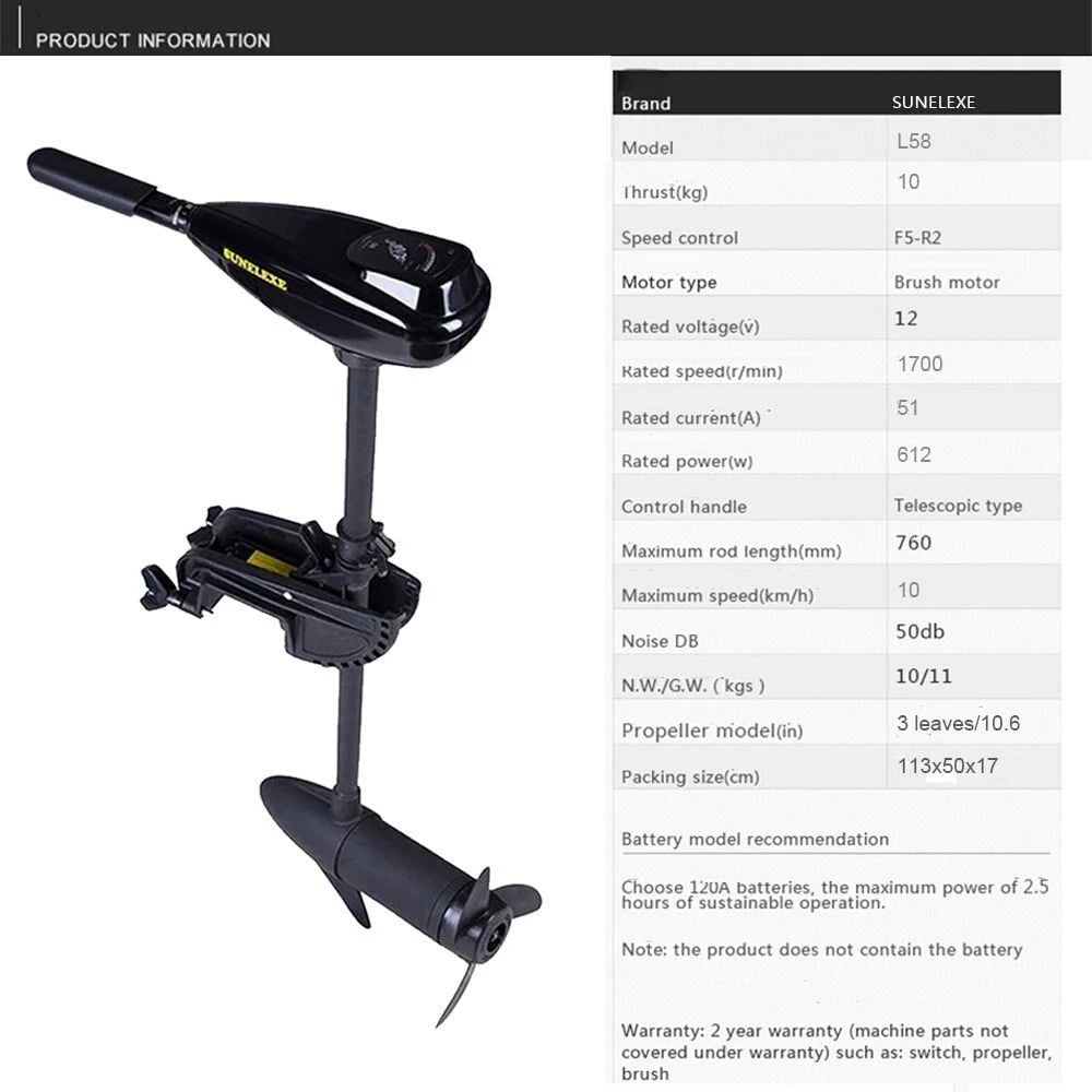 12V 58LBS Thrust Electric Trolling Motor M935