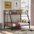Twin-Over-Full Bunk Bed with Metal Frame, Ladder and Guard Rail, Brown Z85784