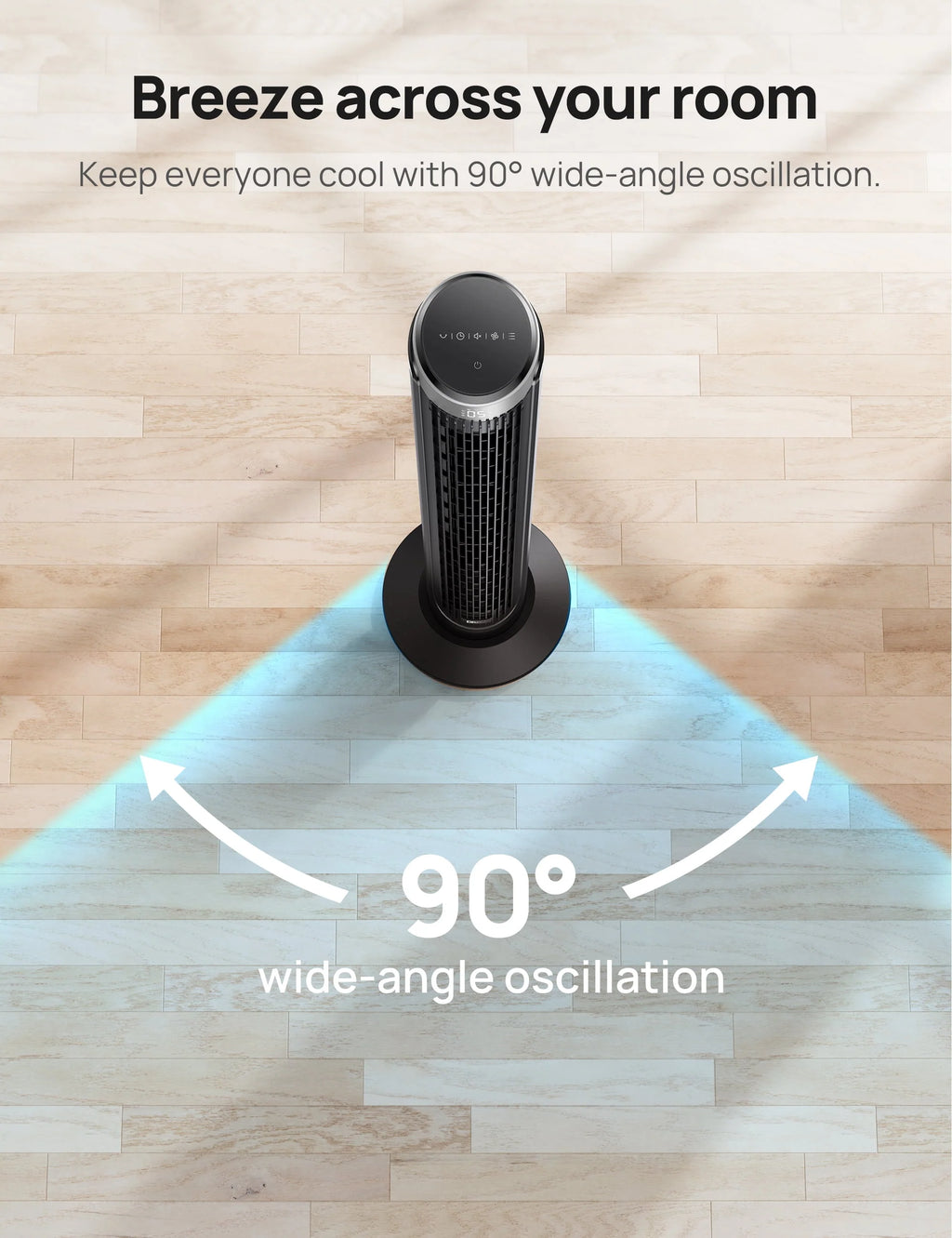 90° Oscillating Tower Fan with Remote, 4 Modes, 12H Timer, 40 Inch Z505299