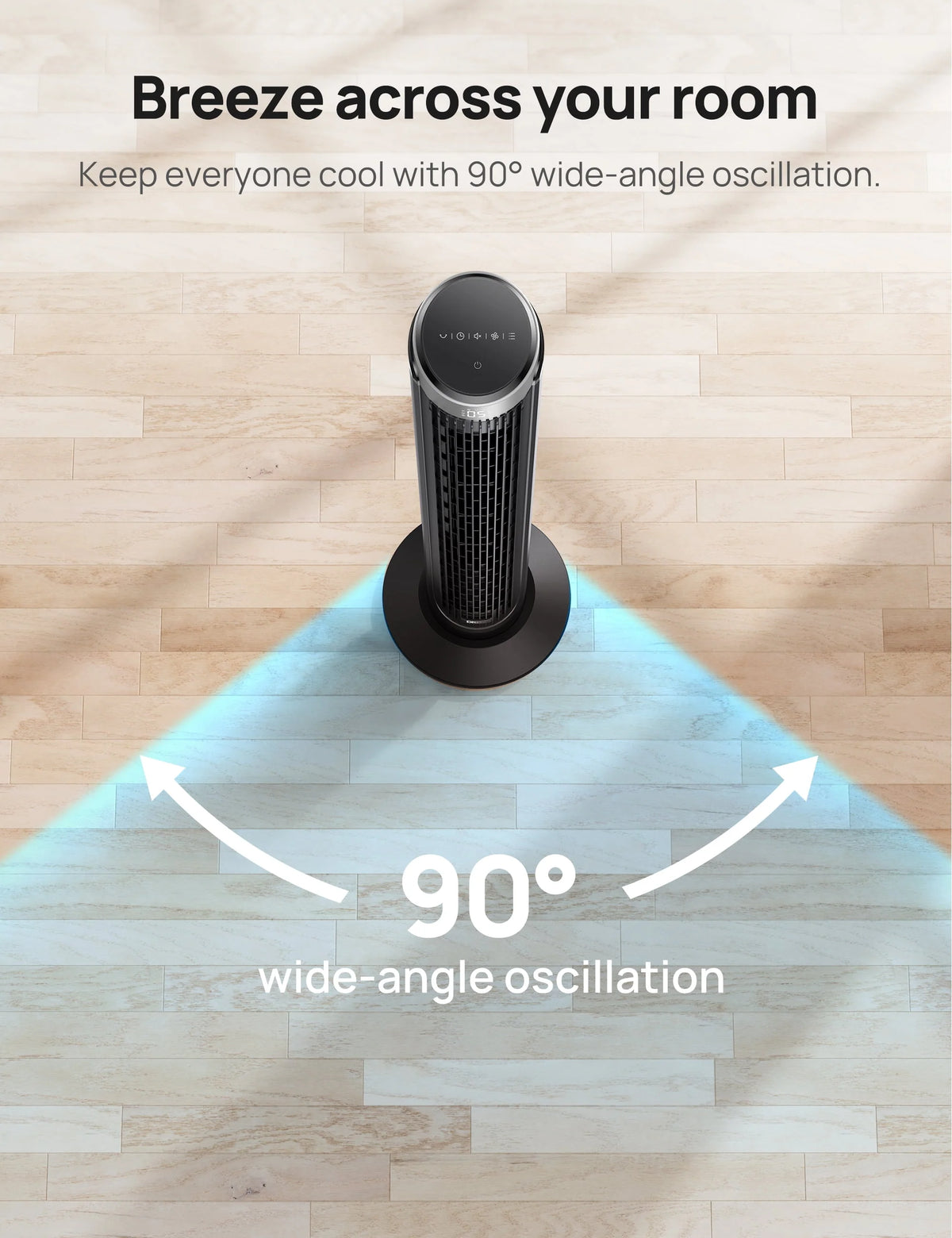 90° Oscillating Tower Fan with Remote, 4 Modes, 12H Timer, 40 Inch Z505299