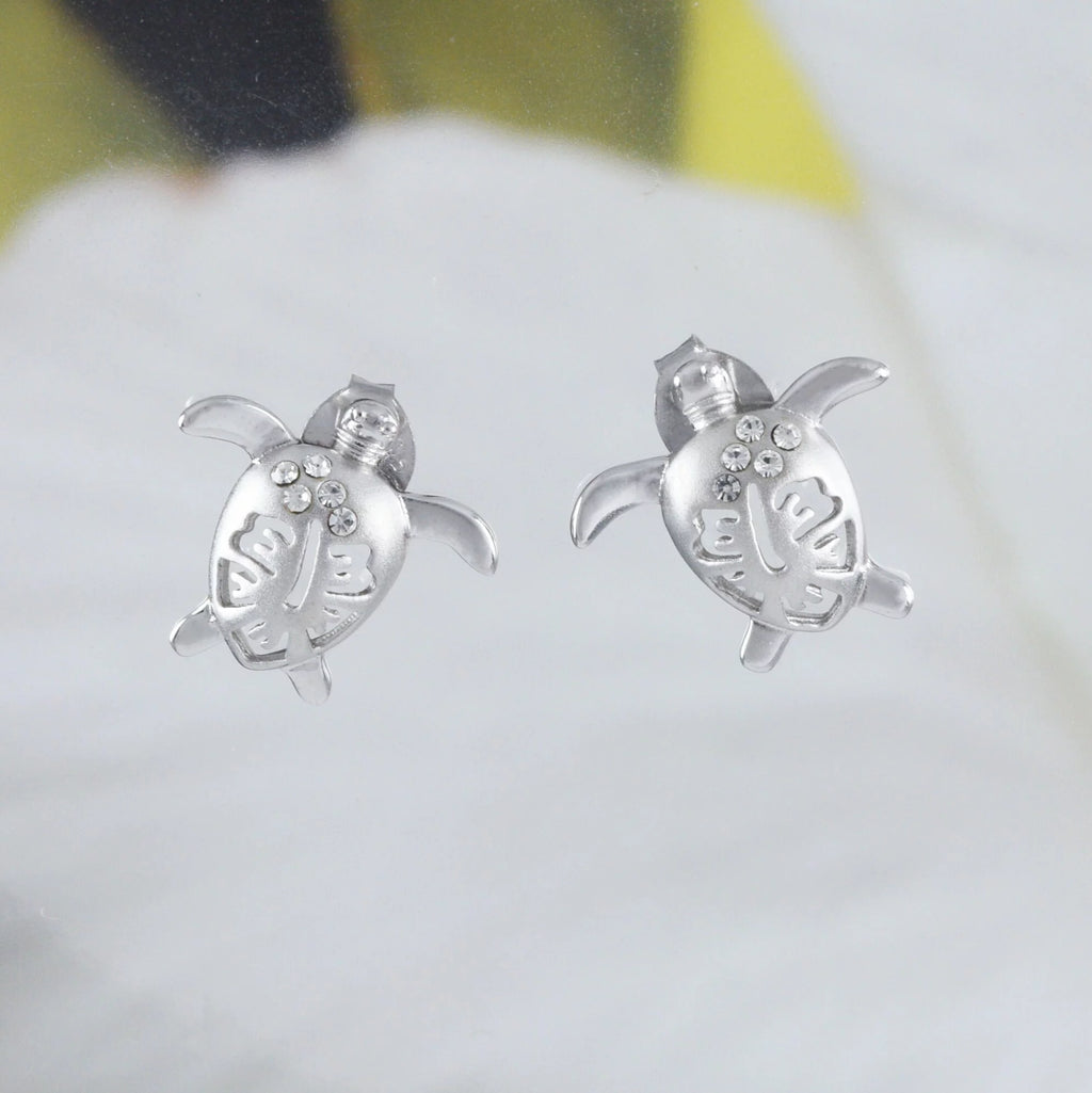 Sterling Silver Turtle Hibiscus Earring and Necklace X276502