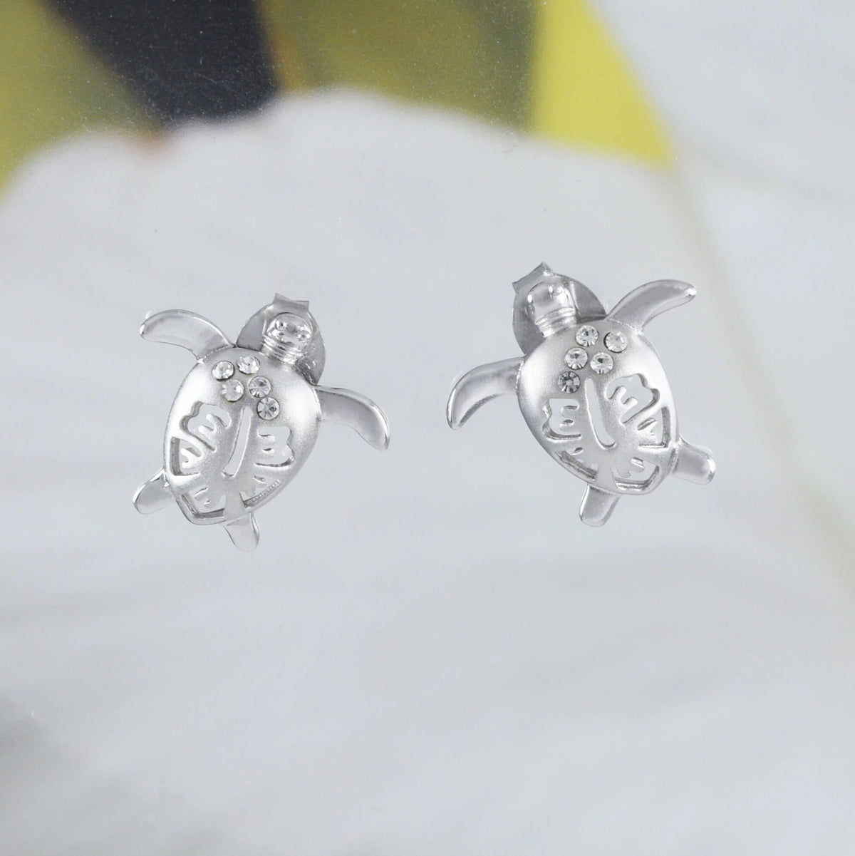 Sterling Silver Turtle Hibiscus Earring and Necklace X276502