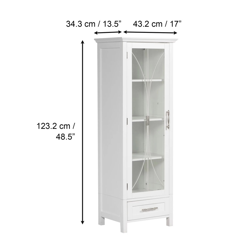 White Wooden Linen Cabinet with Drawer U98858