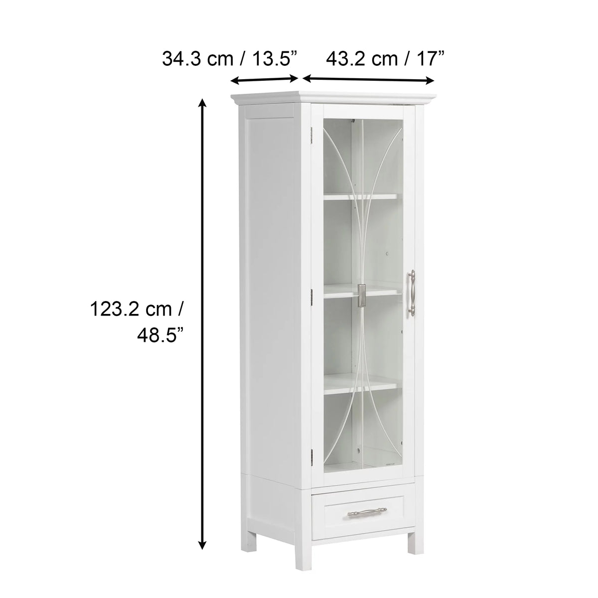 White Wooden Linen Cabinet with Drawer U98858