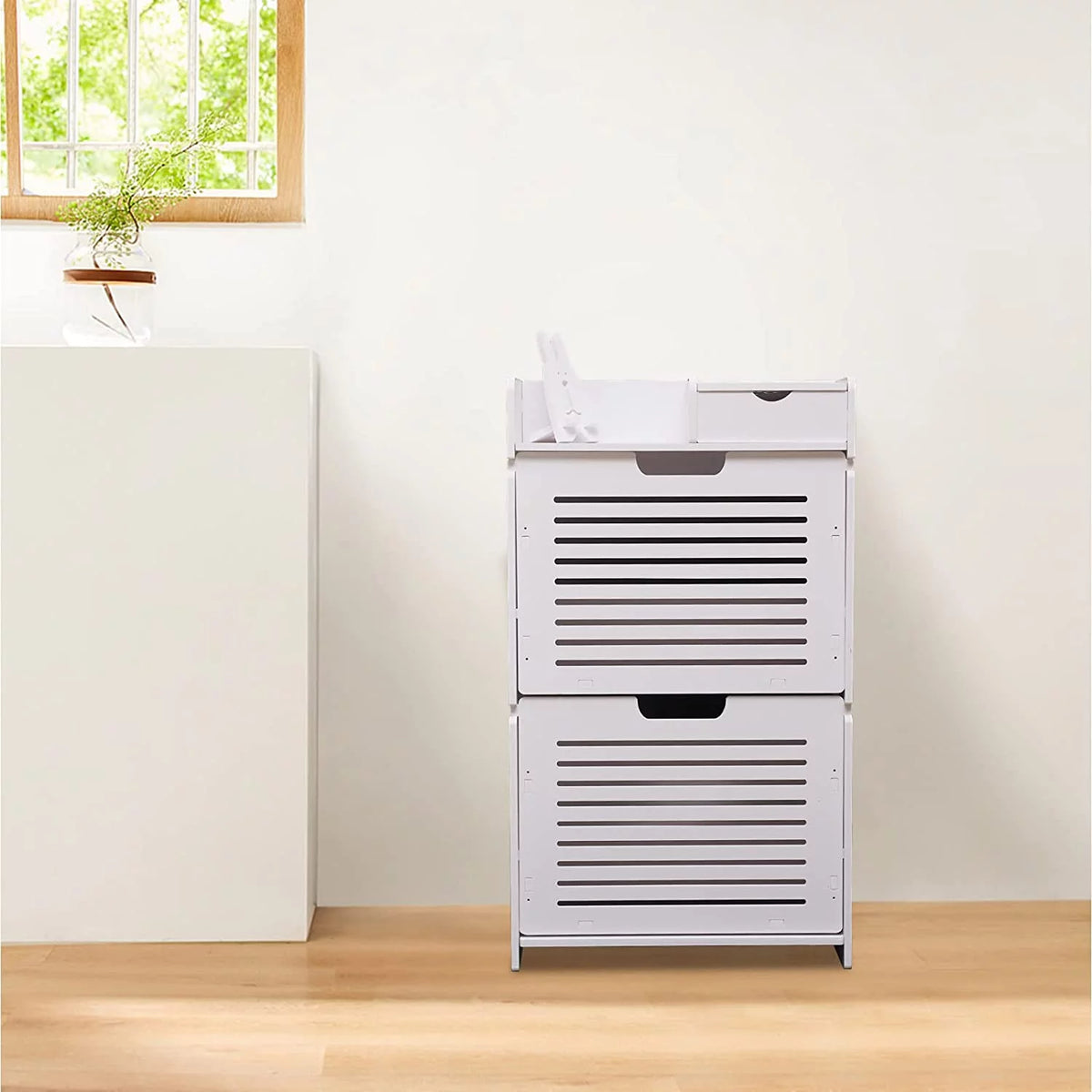 White Narrow Shoe Storage Cabinet E178