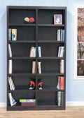 12-Shelf Double Wide Wood Bookcase in Espresso K994