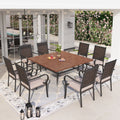 9-piece Outdoor Patio Dining Set with Metal Table and Wicker Rattan Chairs A62639