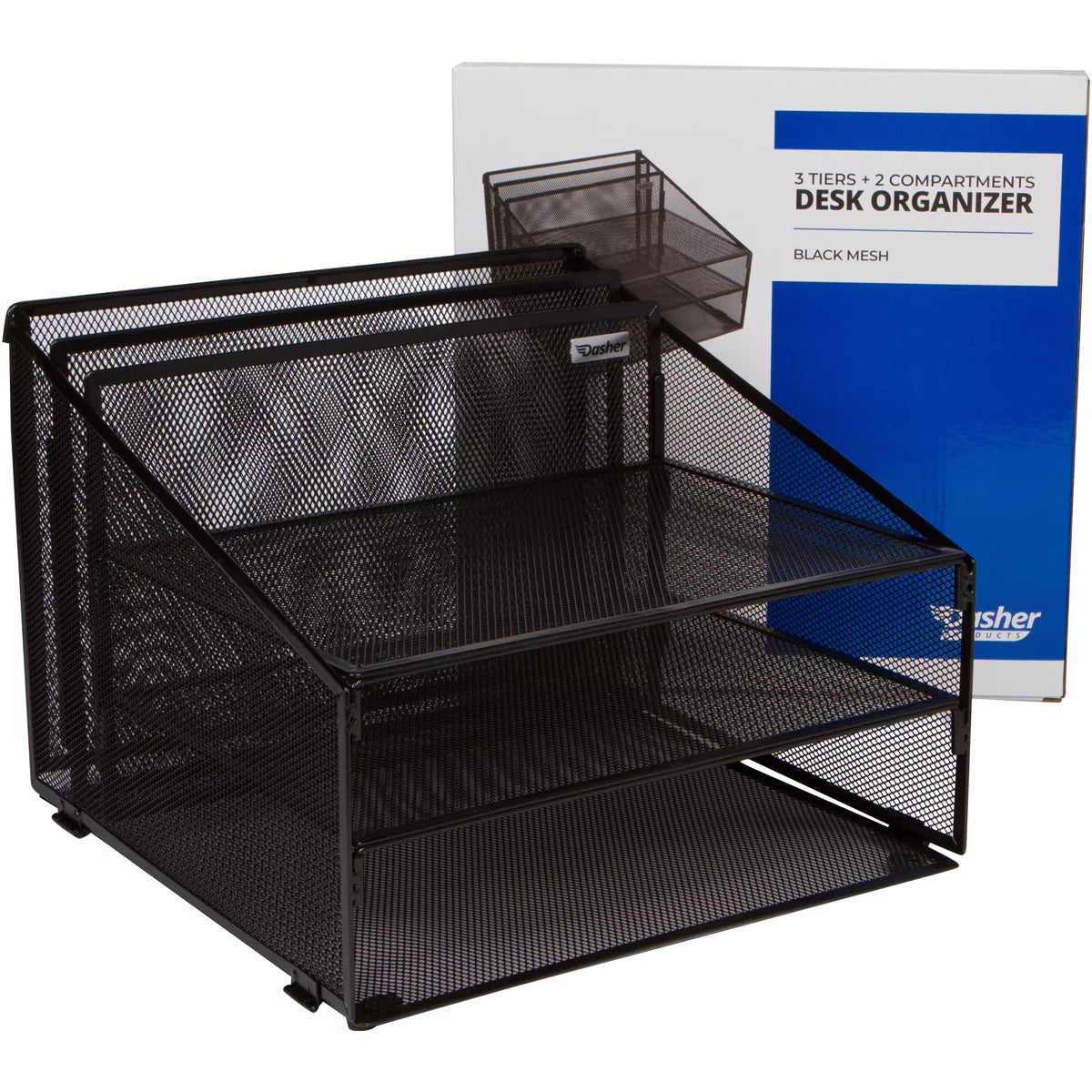 Metal Mesh Office Desk Organizer with 3 Paper Trays L7350